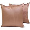 The HomeCentric Lusso Rame Fodere per cuscini Confezione da 2, 40 x 40 cm Seta d'arte Cuscino Semplice e solido, Fodera per cuscino Solido, Moderno Fodere per cuscini - Copper Luxury