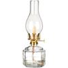 amanigo Lanterna ad olio in vetro trasparente - Lampada antivento for uragano for uso domestico - Lampada a cherosene antica retrò tradizionale Mancanza di corrente Base quadrata Latta for olio in vetro Luce