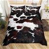 Homemissing Set di biancheria da letto in pelliccia di mucca con copripiumino per bambini in pelle di mucca con copripiumino di lusso marrone bianco decoro con 2 federe per letto super king size