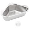 Tuxxjzm Scaffale di scarico triangolare in acciaio inossidabile per lavello da cucina, multifunzione, con filtro per spugna, organizer per sapone da bagno