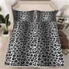 Loussiesd Set di biancheria da letto con motivo leopardato Loussiesd, per ragazzi e ragazze, con motivo di ghepardo africano, set di biancheria da letto per safari, con copripiumino nero, grigio argento, senza