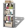 Generic Scaffale per libri a 5 ripiani, organizer a 4 cubi, scaffale alto assemblato autoportante verticale per camera da letto/soggiorno/ufficio/armadio/studio