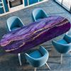 Odot Tovaglia Ovale con Bordo Elastico Outdoor Antimacchia Tovaglia da Tavola Antiscivolo Copritavolo Tovaglie Stampa per Protezione Tavolo Casa Ristorante, Nero Marmo (91x152cm,Viola)