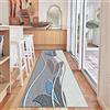 Siunwdiy Tappeto a passatoia per cucina e corridoio, con motivo 3D, lavabile, antiscivolo, venduto al metro, 60/70/80/90/100/120/140 x 100 cm, colore: grigio