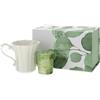 Hervit Set Candela Profumata con Tazza Mug in Porcellana in Box Regalo Botanic - Scatola Regalo con Tazza da Te 270ml e Candela al Biscotto 70gr - 4 colori differenti (Verde)