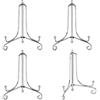 Hetoco 4 Pollici Ferro Supporto Cavalletto Decorativo per foto, piatti, cornici, libri di cucina, piatti decorativi, tablet e arte, argento 4 Pezzi