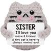 Acunny Gatto di uncinetto già fatto, gancio di gatto positivo,Piccoli promemoria gatto positivo lavorato a mano con messaggio - Druny Crochet Pasqua cesto di Pasqua per supporto emotivo,