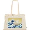 My Custom Style Borsa Shopper BIO Extra Large 53x37cm.#Arte-Onda Kanagawa, Katsushika Hokusai# Cotone Organico 180gr. Chiusura a Coulisse Manici 80cm.