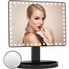 FASCINATE Grandi Specchio per Trucco con Luci 1X/10X ingrandimento Illuminato Specchio Make Up con Luce, Specchio con Batteria al Litio Ricaricabile, Specchio Trucco Tavolo con Rotazione a 360°