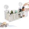 LearnLyrics Mensola per doccia con ventosa, cestello portaoggetti con ventosa, organizer per mensola da bagno a parete, organizer per bagno | Supporto doccia stabile, cestino da bagno per shampoo,