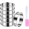 AMANDELIZABE Cerchio da pasticceria, anelli per torte, coppa pasta di acciaio inox, 8.5 x 2.5 cm, con 1 raschietto rosa, per pancake, cerchio da cucina per muffin, torte, torte e crumpe