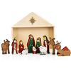 Logbuch-Verlag Presepe in legno, 12 pezzi, famiglia sacra colorata e figure nella stalla, presepe per bambini per Natale