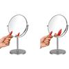 Ambrosya® | Specchio cosmetico esclusivo in acciaio inossidabile con ingrandimento 5x | Bagno Lampada Luce LED Trucco Specchietto da tavolo WC (Acciaio inossidabile (Spazzolato), 5X)
