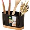Generico Scolapiatti per Posate, Portaposate in Plastica PP, Scolaposate con Compartimento Antiruggine per Cucina, Porta Utensili da Cucina per Asciugare o Conservare(Nero)