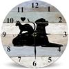 Horienteeon Orologio da parete rustico in legno con cane e gatto, 25 cm, funzionamento a batteria, senza ticchettio, orologio da parete rotondo per camera da letto, bagno, cucina, soggiorno, ufficio,