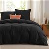 BEDSURE Biancheria da letto 240 x 220 cm, 3 pezzi, colore nero, in morbida microfibra di poliestere Öko-Tex, 1 copripiumino da 240 x 220 cm, con chiusura lampo e 2 federe da 65 x 65 cm