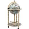 Tidyard Cantinetta a Globo da Bar, Supporto per Bottiglie e Bicchieri con Ruote, Diametro 36 cm, in Legno Massello di Eucalipto Blu e Bianco, per Casa e Ufficio