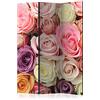 murando - Paravento Decorativo Monofacciale Rose Colorate 135x172 cm 3 Pannelli Divisori - Stampa su un Lato su Tela in TNT - Separe Divisorio per la Casa Simpatici Legno - Romantico b-C-0429-z-b