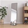 KRYZOR Specchio rettangolare per tutto il corpo, 140 x 40 cm, specchio da pavimento 2 in 1 e specchio da parete, Full Body Mirror con cornice in alluminio nero, grande specchio da pavimento per