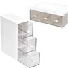 LZDGCC Porta Bustine da Tè a 3 Cassetti, Mobiletto Cucina con Cassetti, Scatola Porta Bustine da Te e Tisane, Portaspezie in Plastica, Organizzatore Trucchi, Scatole Portaoggetti per Spezie, Tè in Bustina