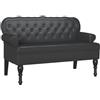 IKAYAA Divano da Salotto Divanetto a 2 Posti con Braccioli Panca Chesterfield per Soggiorno Ufficio 119,5 x 64,5 x 75 cm-Nero-