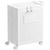 Generic Cesto Biancheria Plastica Cesta Panni Sporchi Salvaspazio con Maniglia e Coperchio Carrello Portabiancheria con Ruote Adatto a Soggiorno, Bagno, Lavanderia(White)