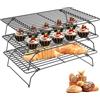 YIYAXIN Griglia Raffreddamento Dolci Impilabile 3 Livelli, Grigliadiraffreddamentoper Torta Antiaderente Acciaio Inox 40x25cm, Accessori Cottura Cucina Resistente Pieghevole per Biscotti, Cupcake, Biscoestti