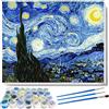 liziciti Kit di pittura con i numeri, serie capolavori di Vincent Van Gogh, opere d'arte fai da te per adulti, bambini e principianti, 40 x 50 cm, senza cornice (notte stellata)