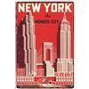 ABCDEFG Targa da parete vintage in metallo con bandiera del club di New York USA, 20 x 30 cm