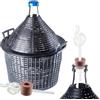 KADAX Set di Ballon in vetro KADAX da 15L, ballon per fermentazione con cestino in plastica e accessori per fermentazione, tappo in gomma, tubicini di fermentazione, apertura stretta, palloncino per vino