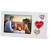 Zamety Cornice portafoto a forma di cuore, 10 x 15 cm, in legno, romantica, incisa, orizzontale, per coppie, anniversario di matrimonio, sposo, colore bianco