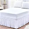 YHXAIQ Mantovana Giroletto Matrimoniale con Elasticità, Drappeggiabilità Vestiletto, Coprirete Singolo per Reti e Piattaforme di Letti Singoli e Matrimoniali(White,150 x 200+30 cm)