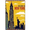 ABCDEFG Targa in metallo vintage da parete con bandiera New York USA Club Toilette, 20 x 30 cm