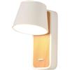 B·LED BARCELONA LED BarcelonaLED Lampada da parete a LED bianco con base in legno, faretto in alluminio orientabile da 6 W bianco caldo 2700 K e interruttore per camera da letto letto letto testiera lettura soggiorno