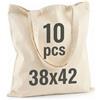 IDEA HOME Set 10 Borse in Cotone 38×42 cm - Bremen Shopper Riutilizzabili Naturali, Sacche in Tessuto Resistenti per Spesa, Ufficio, Università e Progetti DIY