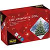 Idena 8325068 - Catena luminosa LED con 200 LED colorati, con funzione timer 8 ore e trasformatore, lunga circa 27,9 m, per uso interno ed esterno, come decorazione per feste, Natale, matrimonio