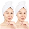 Hammetex Turbante Capelli Set da 2 con Bottone, 100% Cotone