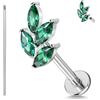 ZS 1PC ASTM F136 Titanio 16G 8mm Piercing Jewellry per labbro, Conch, Trago, Helix, Earlobe - Ipoallergenico Filettato Internamente Piatto Retro CZ Orecchino, Titanio