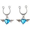 FewNvWa 2 Pezzi Finto Piercing Anello Clip Non Forato Cerchio Regolabile con Decorazione Cuore in Lega E Adatto per Performance Regali Look, Blu