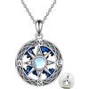 YFN Collana con ciondolo a bussola, in argento Sterling, blu navy, con ancora, biglietto da viaggio, collana, bussola, gioielli per uomo e donna, 45,7 cm + 5,1 cm, Argento sterling, Pietra di luna