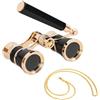 FARYODI Bicchiere da opera classico, pieghevole, ingrandimento 3 x 25, elegante, per teatro da donna, elegante, per donne e ragazze, con catena in metallo e borsa, portatile per concerti (nero)