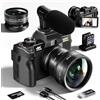 Eddioklp Fotocamera digitale 4K per fotografia 48 MP/60 FPS, fotocamera digitale zoom 16X con schermo flip da 3 pollici 180 ° WiFi 32 GB micro card, videocamere video vlogging per YouTube con grandangolo e