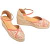 Unisa Espadrillas Donna, camoscio e Pelle, Corallo, Zeppa 3 cm, Piattaforma Juta, Fibbia Regolabile, Punta Rotonda