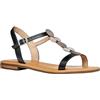 Geox Sandalo piatto da donna D Sozy S E, nero/fucile, 37 EU