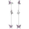 Swarovski Idyllia Orecchini, Taglio Rotondo, Farfalla, Viola, Placcato Rodio