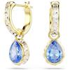 Swarovski Chroma Orecchini Pendenti, Taglio A Pera, Blu, Finitura Oro 18 Carati