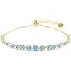 Swarovski Imber Bracciale, Taglio Rotondo, Blu, Finitura Oro 18 Carati