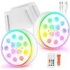 ZWOOS 2 Pezzi Ricaricabile LED Sommergibili Luci Con Telecomando 13 LED Luci Piscina Impermeabile Luci Subacquee 16 Colori Luce LED Sommergibili Luce Piscina RGB IP68 Impermeabilità Adatta per Giardino Vas