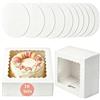 CUESVAP Scatole per Torte 8×8×5in con Base, Contenitori Torte ad Apertura con Finestra Trasparente, 10 Set di Scatole da Pasticceria Bianche Conservare Torte, Feste di Compleanno e Confezioni Regalo