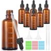GROFIS 6 Pezzi Contagocce Vetro 50ml, Marrone Bottiglie Contagocce in Vetro, Flaconi Contagocce con 2 Imbuti 2 Pipette Contagocce 1 Adesivo, Flaconi Ricaricabili per Laboratorio Olio Essenziale